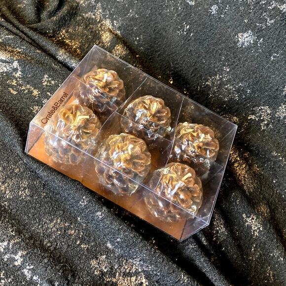 Mini Pinecone Candles Autumn Fall Home Decor unscented NIP Crate & Barrel 6 set - Picture 1 of 6